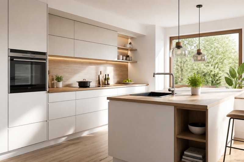 Helles modernes Kücheninterieur