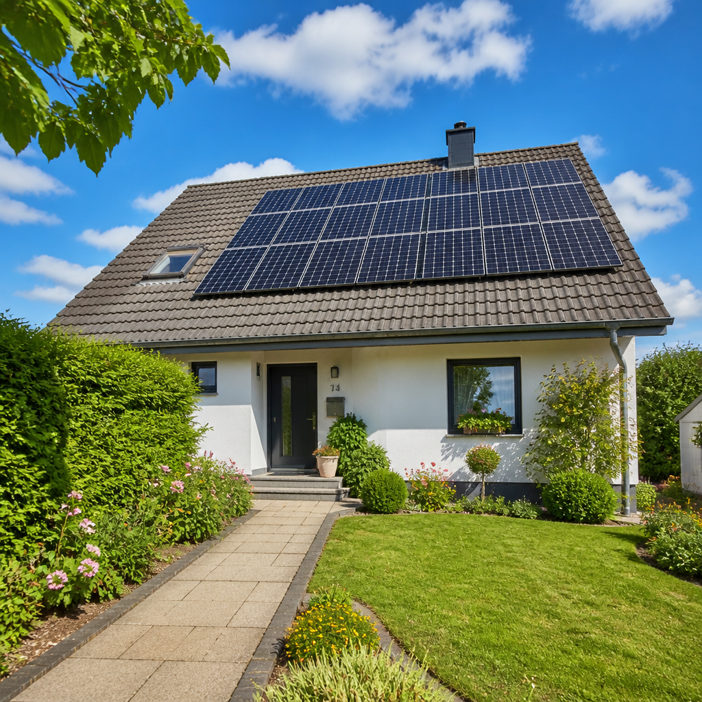 Freundliches Einfamilienhaus mit Photovoltaik-Anlage auf dem Dach